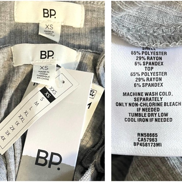 BP Grey Ribbed Crop Top Twin Set Tank & Long Sleeve Button Up NEW XS - Picture 5 of 6